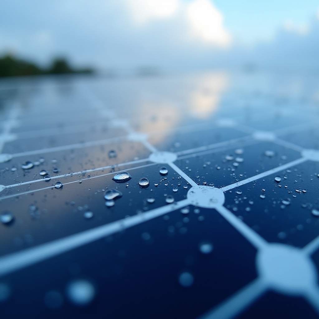 Detail fotovoltaického článku zachycujícího sluneční záření